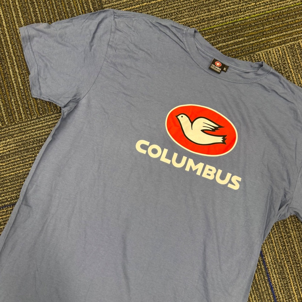 Columbus Genuine Merchandise Blue Graphic T Shirt‎ Mens XL Cotton Italy